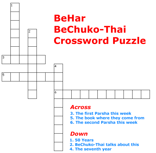 Behar Bechu-Thai Crrossword Puzzle