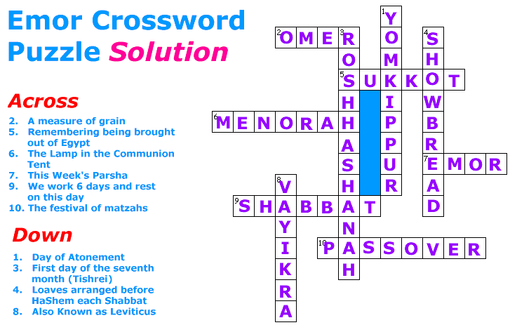 Emor Corssword Puzzle Solution