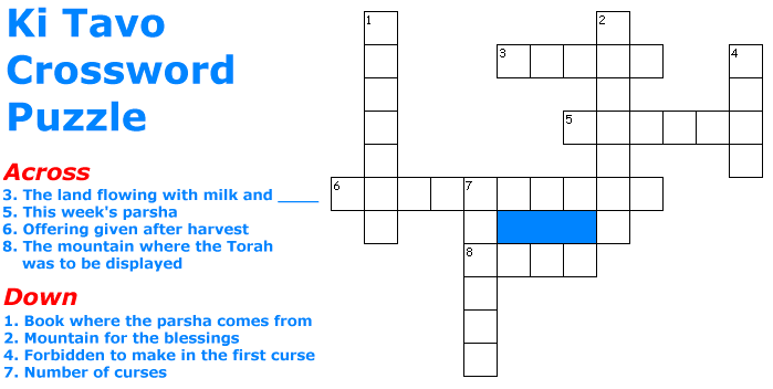 Ki Tavo Crossword Puzzle