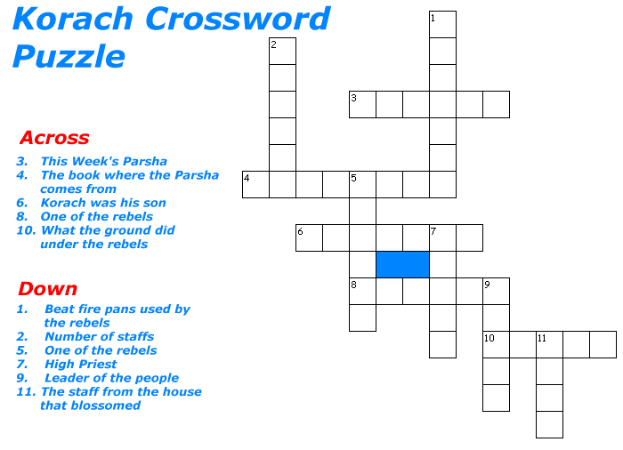 Korach Crossword Puzzle