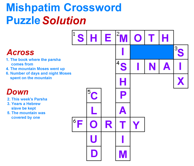 Mishpatim Crossword Puzzle Solution