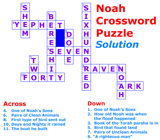 Noah crossword puzzle solution