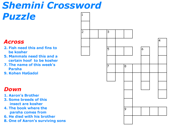 Shemini Crossword Puzzle
