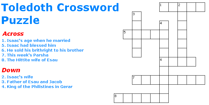Toledot Crossword Puzzle