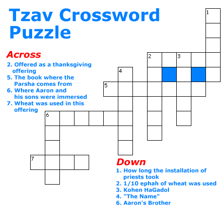 Tzav Crossword Puzzle