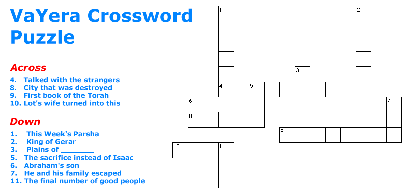VaYera Crossword Puzzle 