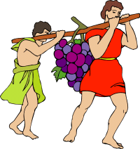 Cartoon of Men carrying grapes