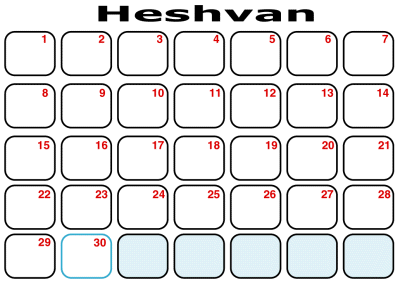 Heshvan Calendar
